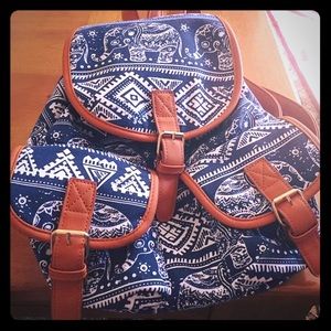 Canvas elephant print backpack
